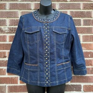 Ruby Rd.  Studded Denim Jacket with Pockets Womens Size 10